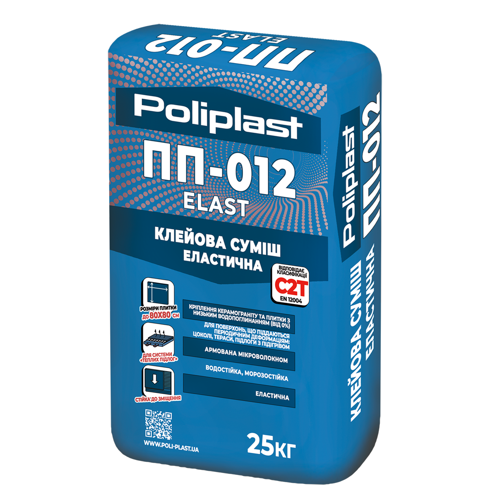Клейова суміш для плит керамограніта («ГРЕС») та аналогічних матеріалів ПП-012 сірий, 25 кг